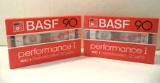 BASF Performance I  90 minute , Qty. 2 Cassette Tapes  early 80's era NEW-SEALED
