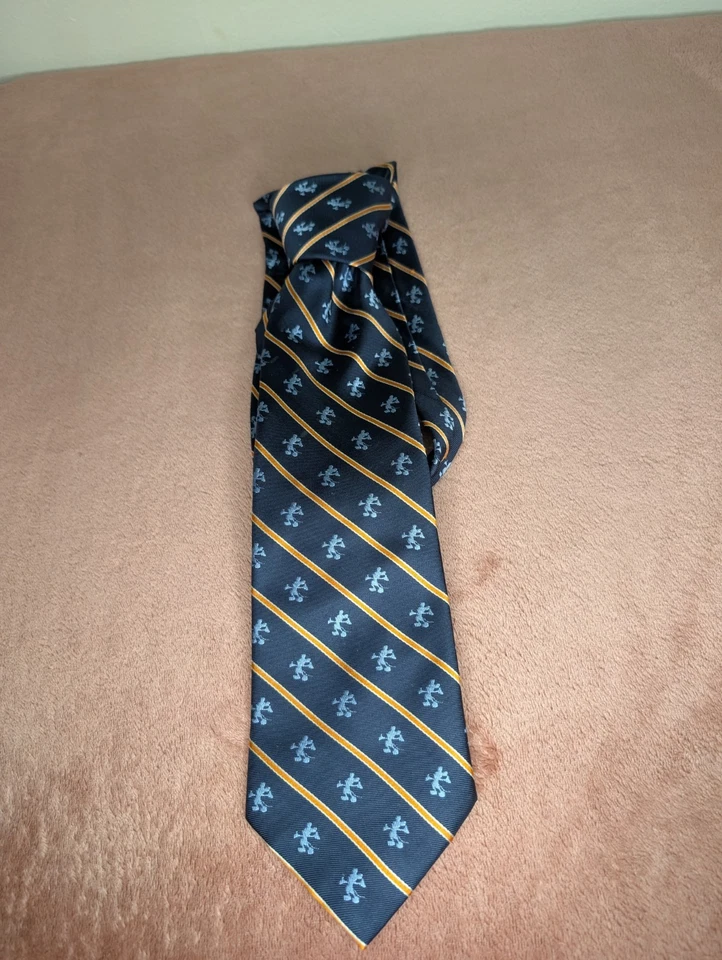 Corbata de seda vintage de Mickey Mouse a rayas azul marino/naranja de Walt Disney World ~ Foto 4 de 4