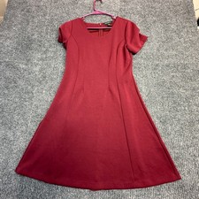 Banana Republic Scuba Fit and Flare Dress Bright Wine Burgundy Short Sleeve S