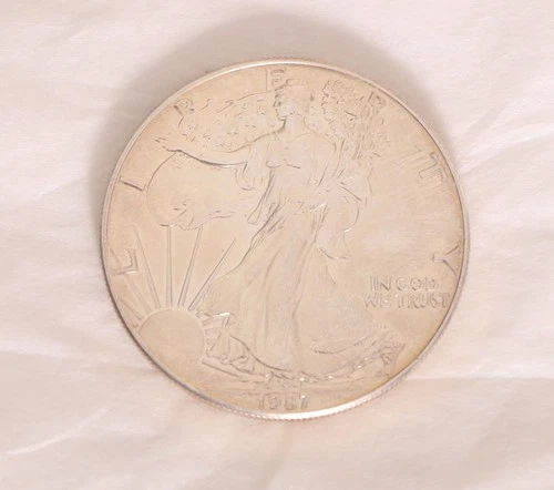 1987 SILVER Walking LIBERTY 1oz Fine Silver,  One Dollar Coin Uncirculated