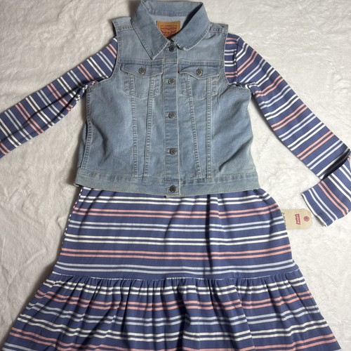 Levi's Youth Girls 2-Piece Denim Vest Plus Dress Blue Size L 14/16 - Picture 1 of 7