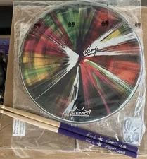 RINGO STARR Signed  "SPIN ART"  Drum Head  And Ringo Drumsticks