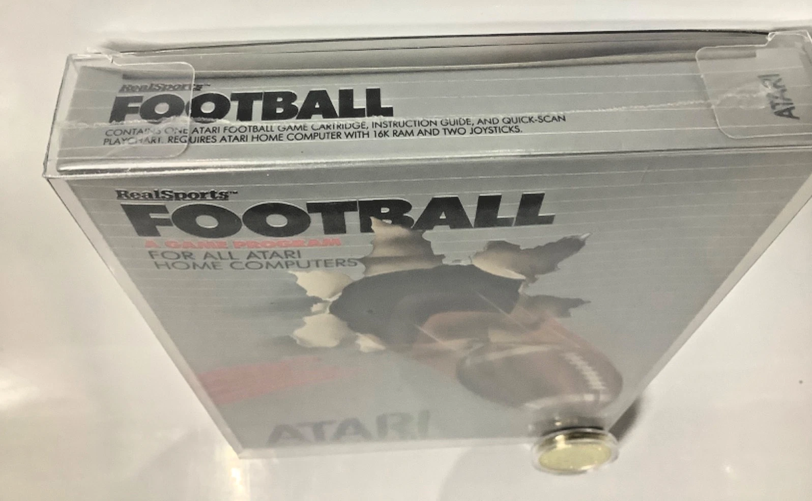 Additional photo for Vintage Atari 8-bit Football Game Cartridge (Sealed) with Atari Centipede Coin