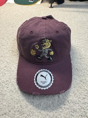 PUMA HOMETOWN HEROES VINTAGE DAD CAP With Pins Distressed Burgundy