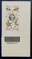 Raro Natale Laico 2009 Italia Repubblica Codice a Barre 1274 Adesivo nuovo MNH**