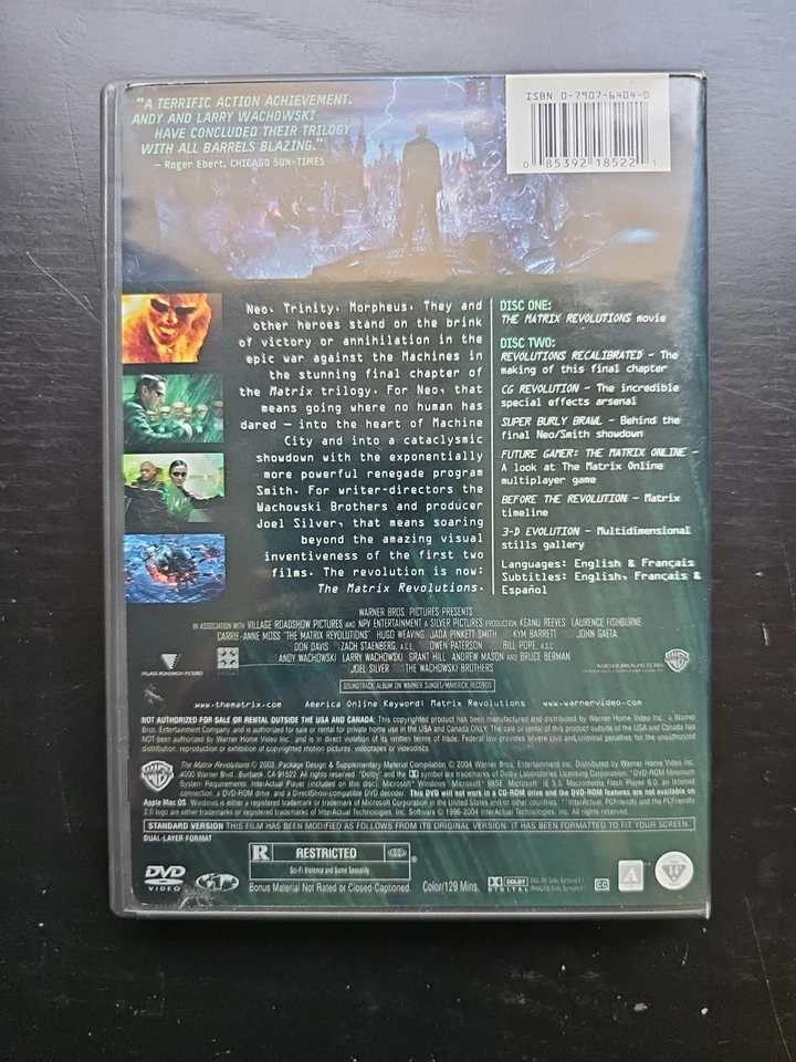 The Matrix Revolutions (DVD, 2003, 2-Disc, Full Screen Edition) - Image 2 of 2