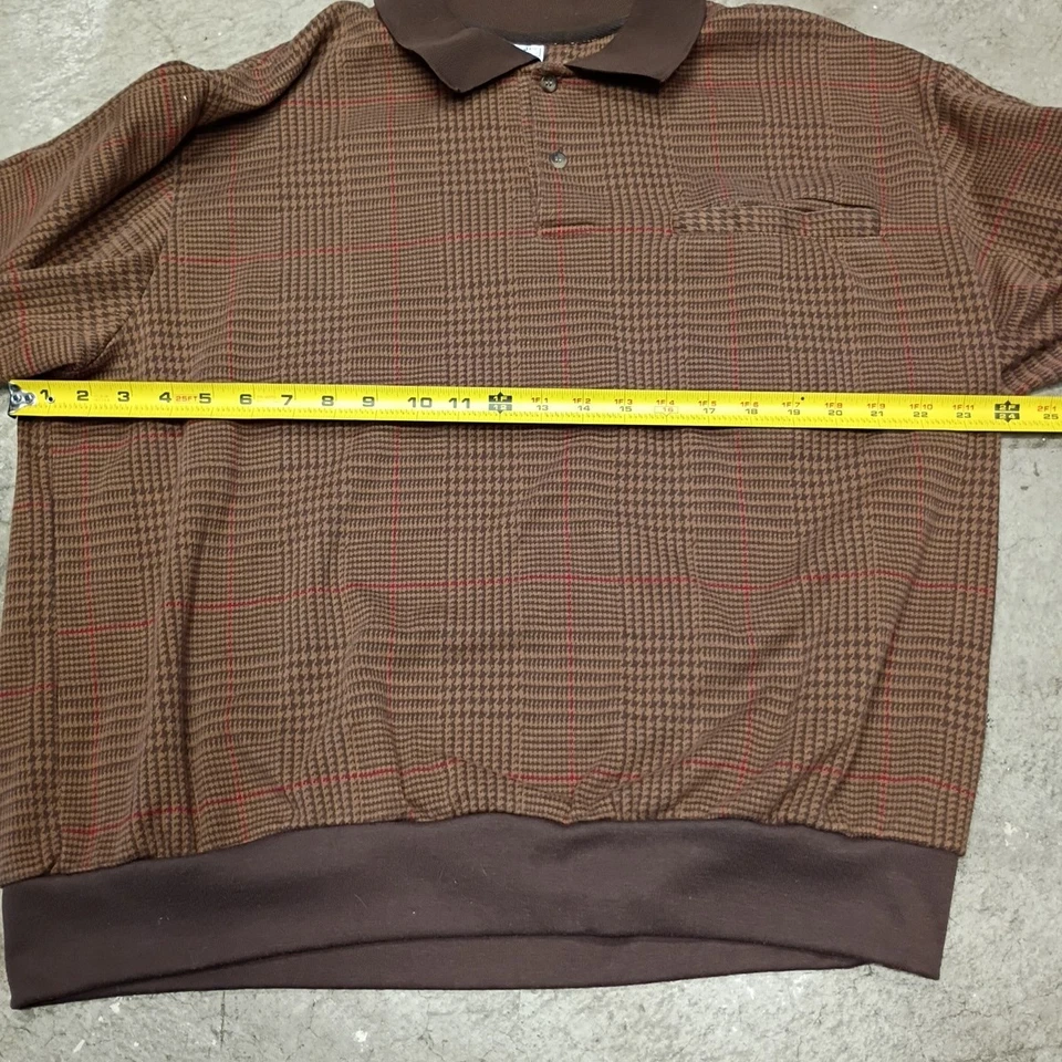 👾Haband Casual Joe 1/4 Button Brown Long Sleeved Pocketed Shirt Mens Sz 24x24 - Image 4 of 4
