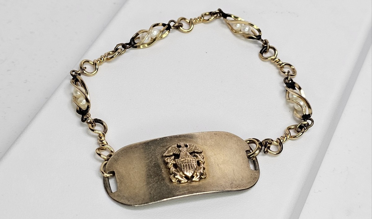 Vintage Gold Filled WWII US Naval ID Bracelet *Rare Not Engraved* Lead  Solders