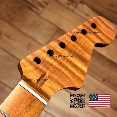 Roasted Flame Maple Strat Neck Satin Fits Warmoth Stratocaster body 2SMT
