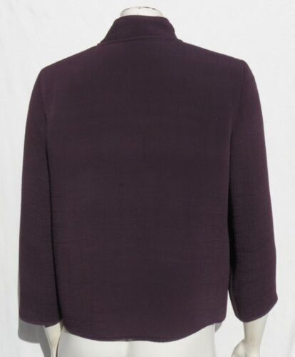 Eileen Fisher US Gr. XS lila waschbar strukturiert Rayon Seide magnetische Jacke Top - Bild 2 von 7