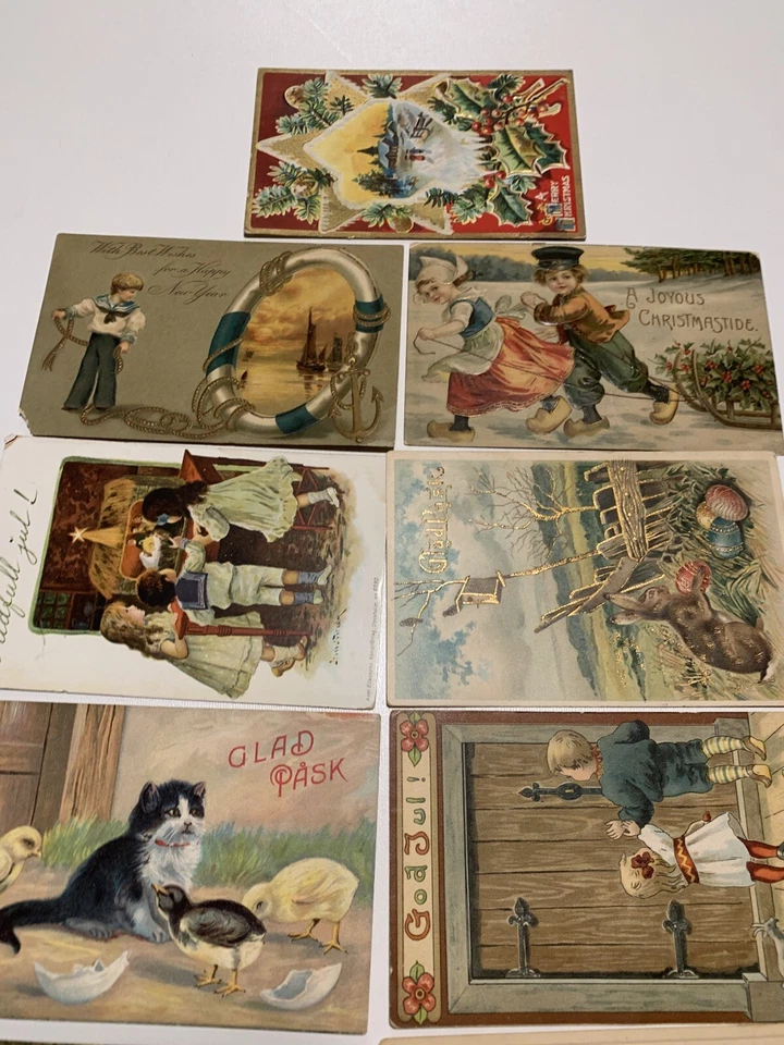 Swedish Jenny Nystrom God Jul Vintage Cards/ 2 cents Washington Stamp 1912 Rare - Image 4 of 4