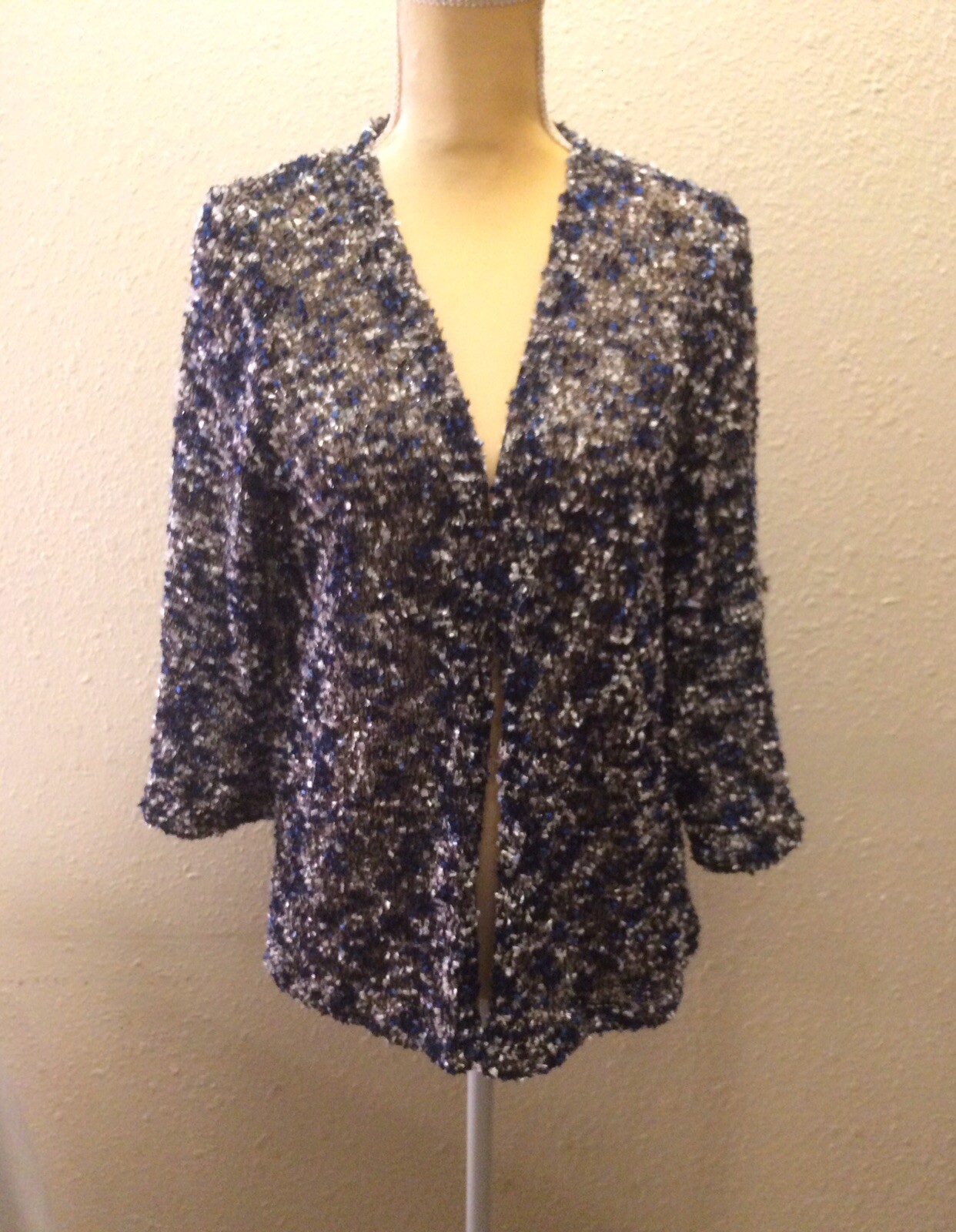 Alfred Dunner Cardigan Blue/white And Black Size PXL Soft