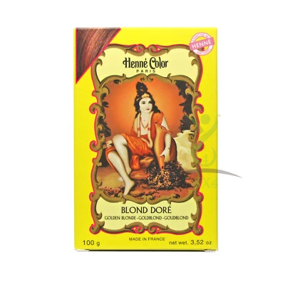 HENNE PARIS Henna Ammoniakfrei Haarfarbe Pulver Goldblond 100g Unisex Herren Damen