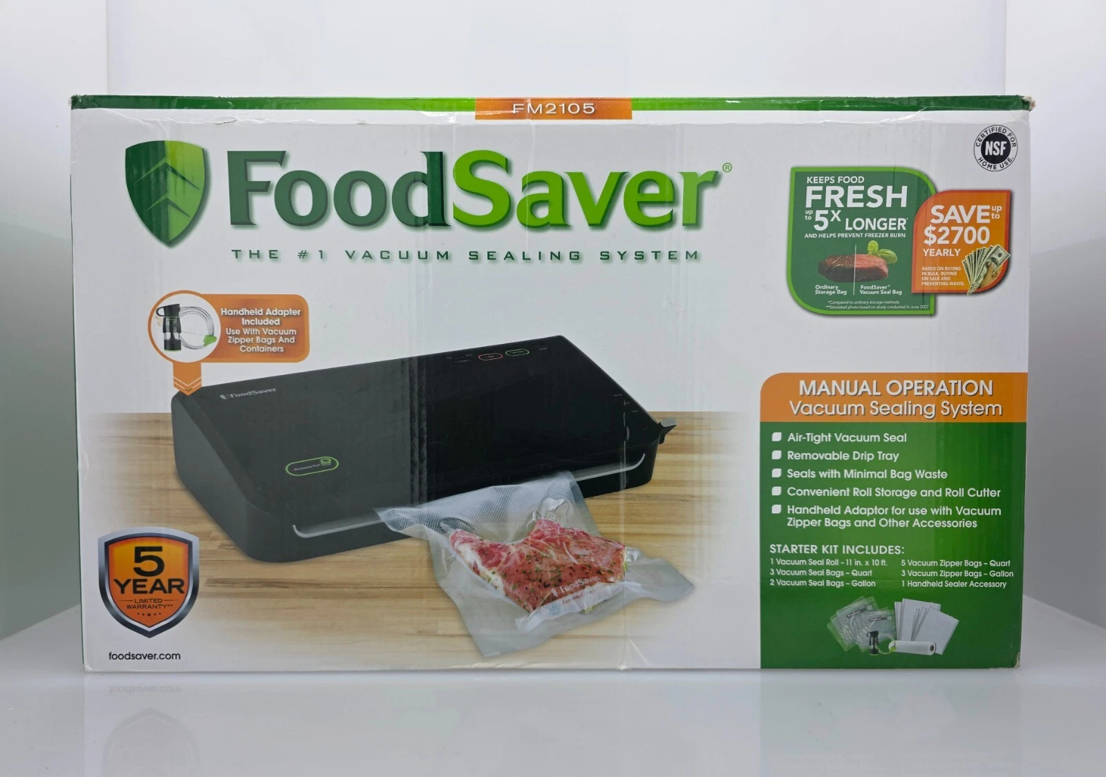 FoodSaver FM2105 Vacuum Sealer Starter Kit – Fresh Food Storage System NEW