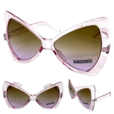 OVERSIZED EXAGGERATED Funky RETRO SUNGLASSES Huge Large Big Bow Shape Pink Frame