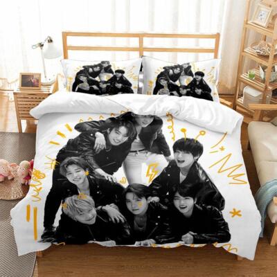BTS♡ブランケット Single Bts Blanket Set DDONVG BTS Bed Linen 135 X 200 Cm Cartoon