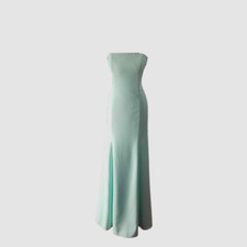$263 Dessy Collection Women's Solid Blue Strapless Trumpet Gown Dress Size 12