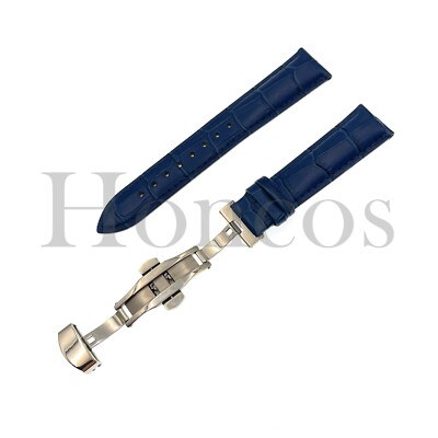 12-24 MM Watch Band Strap Leather  Deployment Butterfly Fits for Tissot Blue
