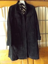 Beth Terrell Washable Black Suede Leather Coat With Removable Lining Size Large