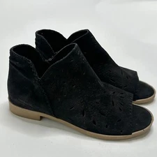 Coolway Women's Size 8.5, 39 Jasper Flat Open Toe Lasercut Bootie Black Spain