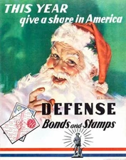 Give A Share In America - Santa Claus - 1941 - World War I - Propaganda Magnet