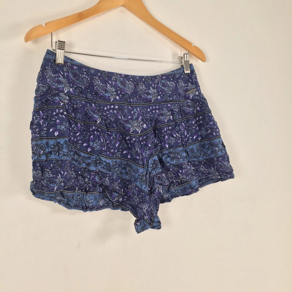 Element womens shorts 12 blue floral rayon zip 020449 — 第 2/4 张图片