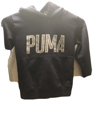 Puma Elevated Fleece Cropped Hoodie Sweatshirt Juniors Sz Medium Dark Blue
