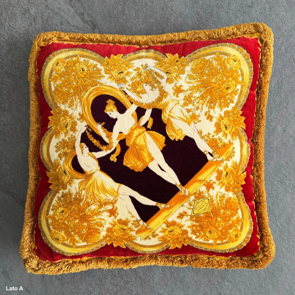 GIANNI VERSACE pillow velvet The Three Graces Dancing by Canova print size 16” - Image 2 of 4