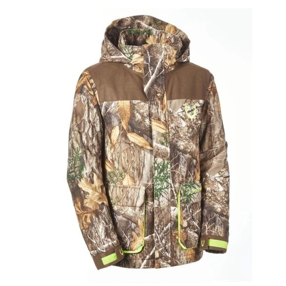 Huntshield Youth Large 10/12 Winter Hunting Jacket Realtree Hood Camo waterproof - Image 2 of 4