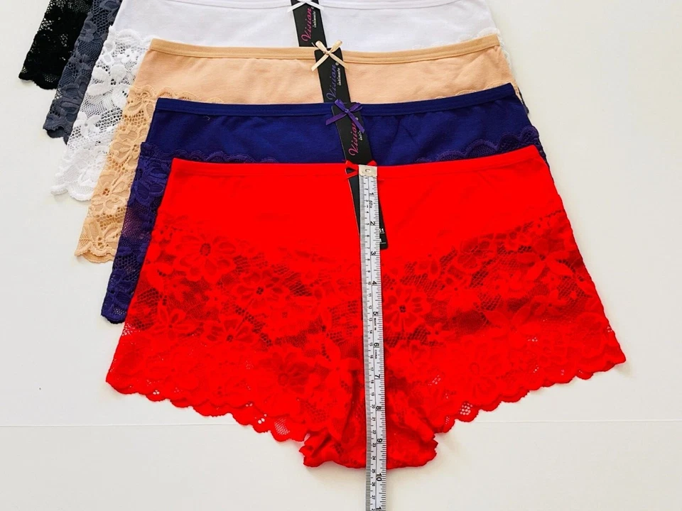 Lote de pantalones cortos de encaje para mujer 3/6/12 bragas de bikini para niño ropa interior corta descarada S-4X Foto 4 de 4