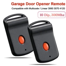 2x 300MHZ 10 Dip for Linear Multicode 3089 3060 3070 Keychain Garage Door Remote