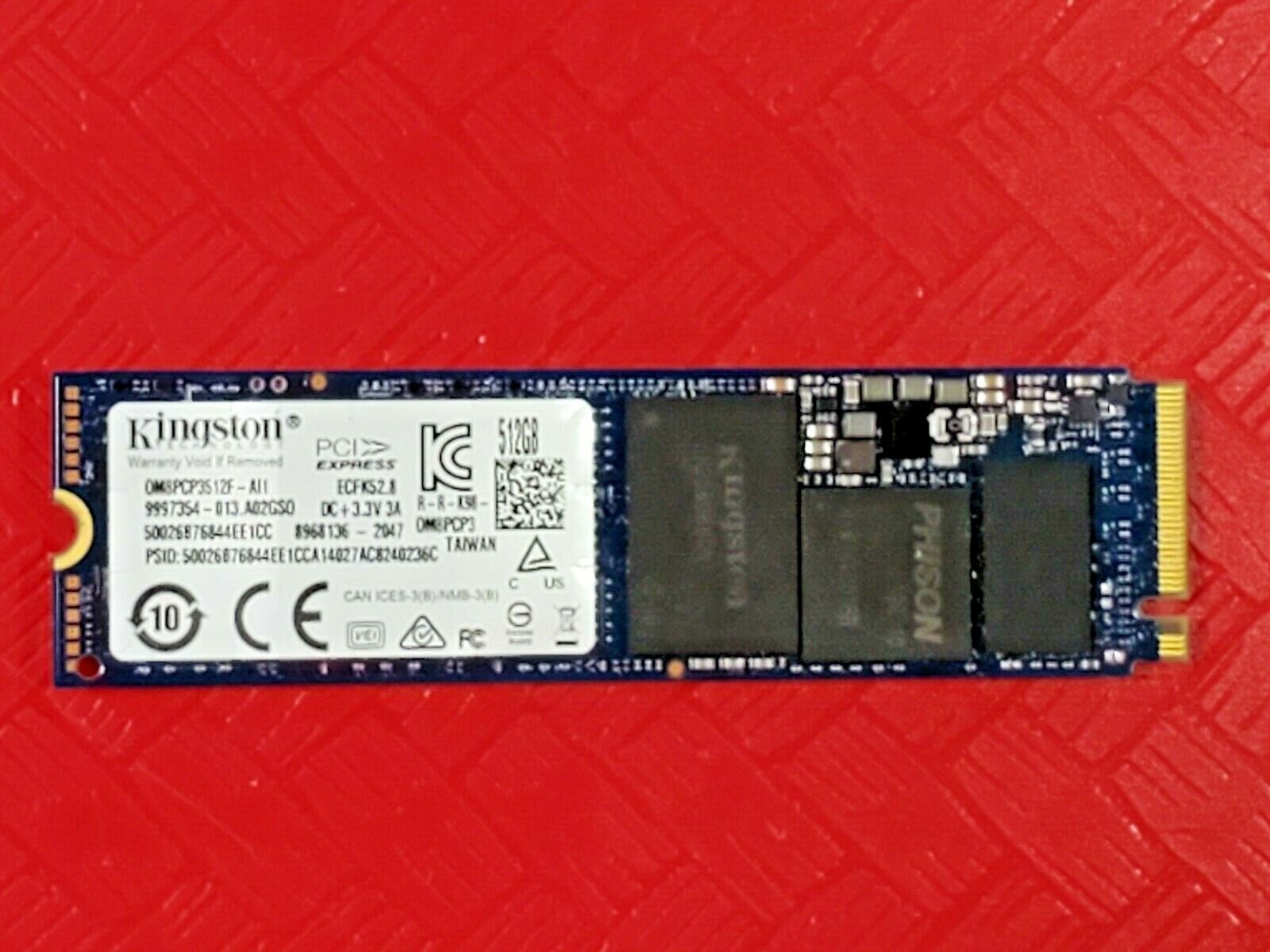 Kingston 512GB NVMe SSD Solid State Drive PCI EXPRESS MSI HD 0M8PCP3512F-AI1