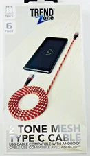 Type-C 6ft USB Cable Charger Cord Power Wire USB-C Long Mesh for Cell Phones