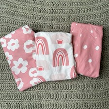 Gilquen Pink Floral Rainbow Baby Bassinet Fitted Sheets NEW without Box LOVE