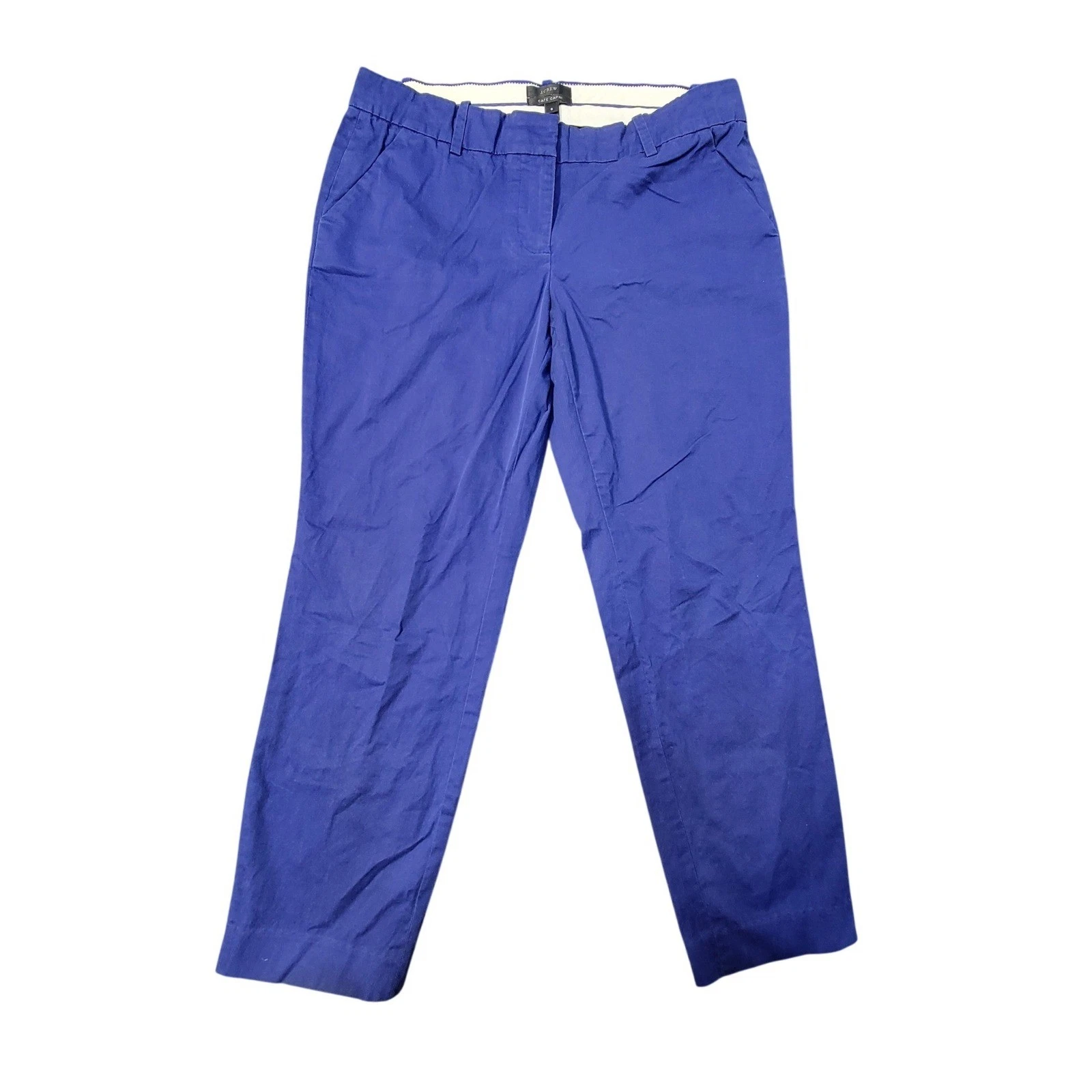 EUC J. Crew Cafe Capri StraightLeg Chino Pants Royal Blue Stretch Cotton Women-6