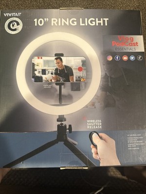 Vivitar 10'' Ring Light with Tripod USB Charging, Phone Cradle