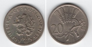 Tschechoslowakei 20 Heller 1929