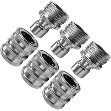 3 Sets Stainless Garden Hose Quick Connect Fittings Water Hose Connectors 3/4...