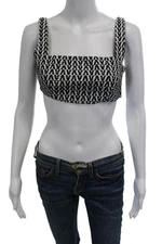 Valentino Women Cropped Square Neck Sleeveless Top Black Zip Size 38