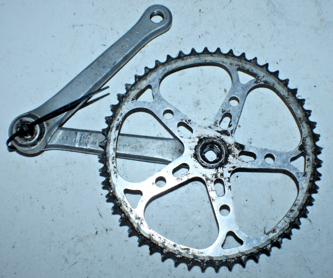 Vintage Fuji Bicycle Crankset Silver 170mm Sugino 52T JIS Road