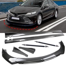For Toyota Carbon Fiber Front Bumper Lip Chin Spoiler Splitter Body Kits Side