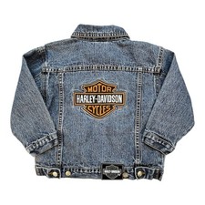 Harley-Davidson Motorcycle Boys Denim Trucker Jacket Embroidered Logo 4T READ