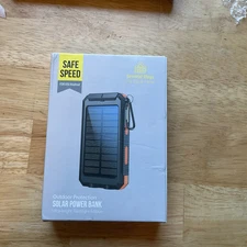 Solar Power Bank Charger 30000mAh Ultra Bright Flashlight, 2 USB-C, Travel Size