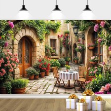 10X8ft Italian Theme Backdrop, Italy Town Street, Europe Village, Photography