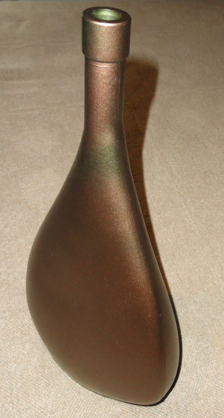 VIDRIOS SAN MIGUEL Green Glass Bronze Toned Bottle 13.5 in. Tall MCM