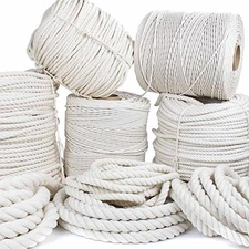 GOLBERG Twisted 100% Natural Cotton Rope - White Cotton 3/16 inch x 25 feet