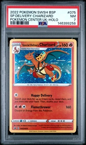 2022 POKEMON SWSH BLACK STAR PROMO #075 SPECIAL DELIVERY CHARIZARD-HOLO PSA 7