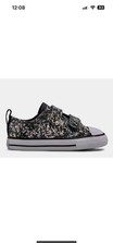 Converse Chuck Taylor Low Top Infant Baby Grey Black Glitter Shoes Size 5 Ctas