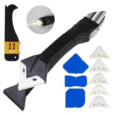 11Pcs Silicone Caulking Tools 3 in1 Grout Removal Tool Stainless Black