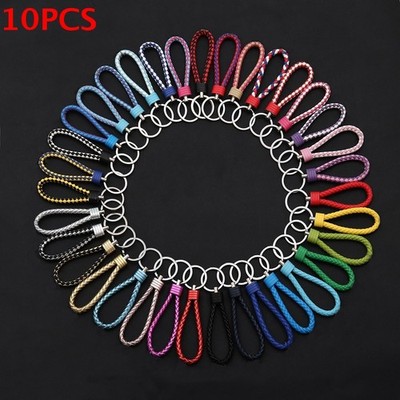 10pc Boho Style Leather Key Rope Key Ring Trendy Bag Pendant Practical Anti Lost